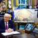Ông Trump công bố dự án lá chắn tên lửa Vòm Vàng trị giá 175 tỷ USD. Tổng thống Mỹ Donald Trump và Bộ trưởng Quốc phòng Pete Hegseth tại Phòng Bầu dục, Nhà Trắng ngày 20/5. Ảnh: Reuters