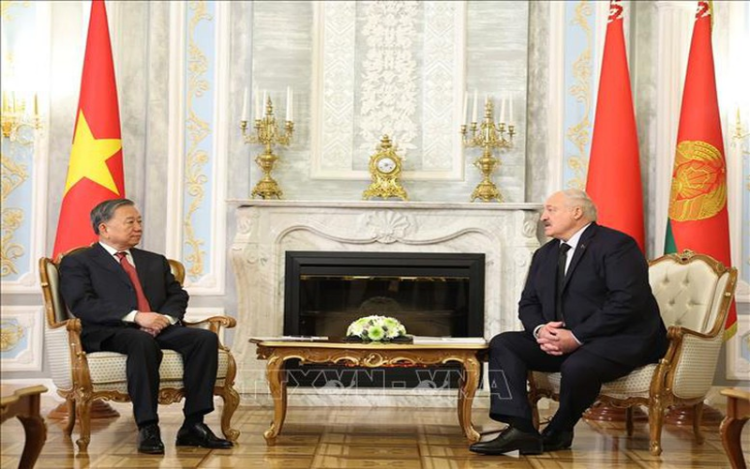 Tổng Bí thư Tô Lâm hội đàm với Tổng thống Nga Vladimir Putin: Củng cố quan hệ đối tác chiến lược toàn diện. Tổng Bí thư Tô Lâm hội đàm hẹp với Tổng thống Nga Vladimir Putin tại Moskva ngày 10/5. Ảnh: TTXVN