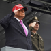 Ông Trump tuyên bố đã xây dựng lại quân đội Mỹ hùng mạnh chưa từng có. Tổng thống Mỹ Donald Trump (trái) dự lễ tốt nghiệp Học viện Quân sự West Point tại New York ngày 24/5. Ảnh: AP